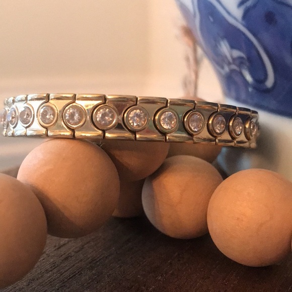 Speidel Jewelry - 1960’s Speidel Stretch Bangle Bracelet CZ Diamonds